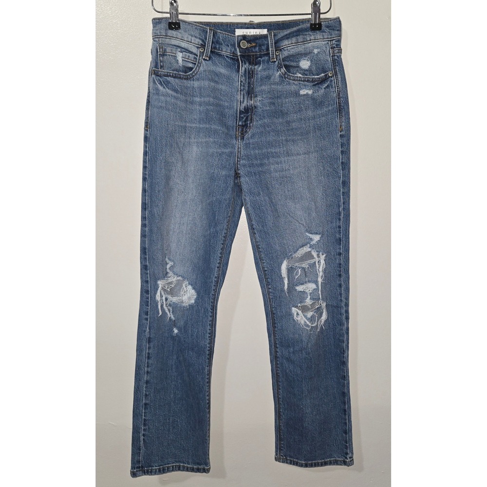 Eunina Olsen Super High Rise Classic Straight Leg Distressed Jeans Size 7 28W